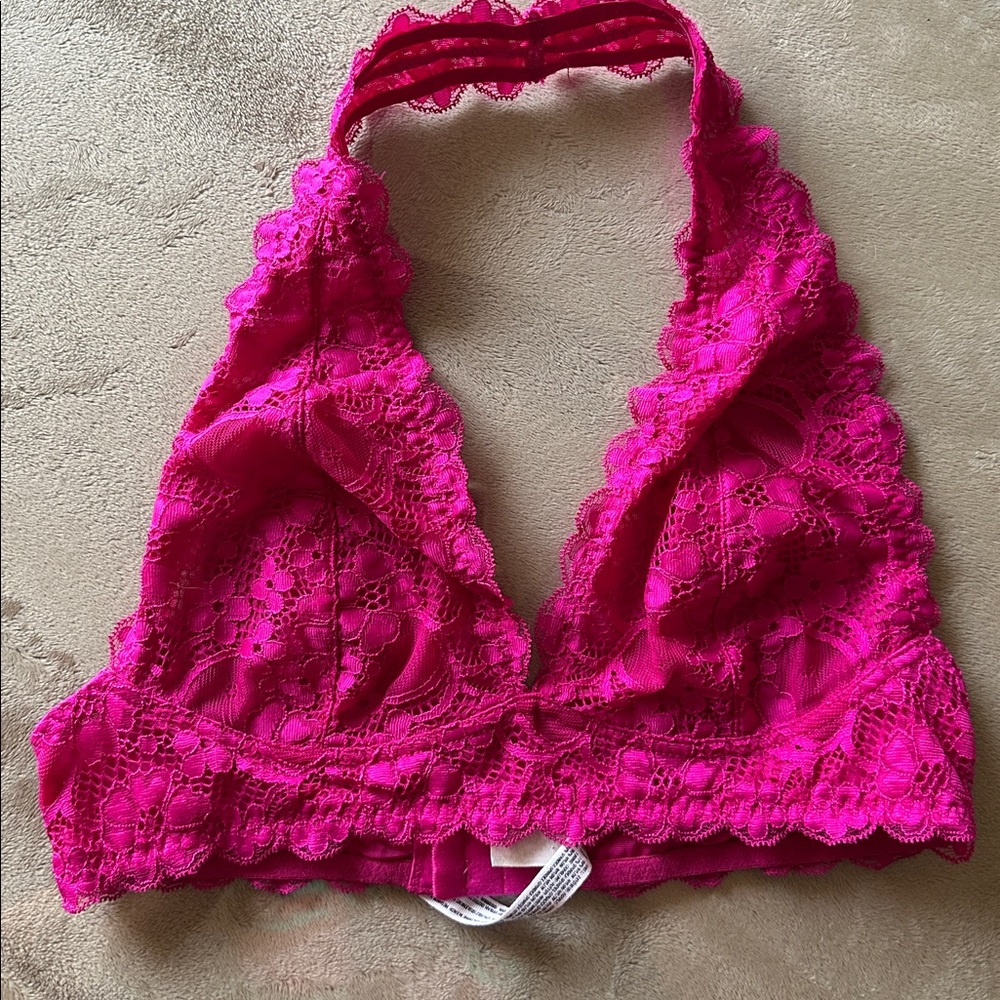 Free People Last Dance Halter Bralette in Bright Fucsia